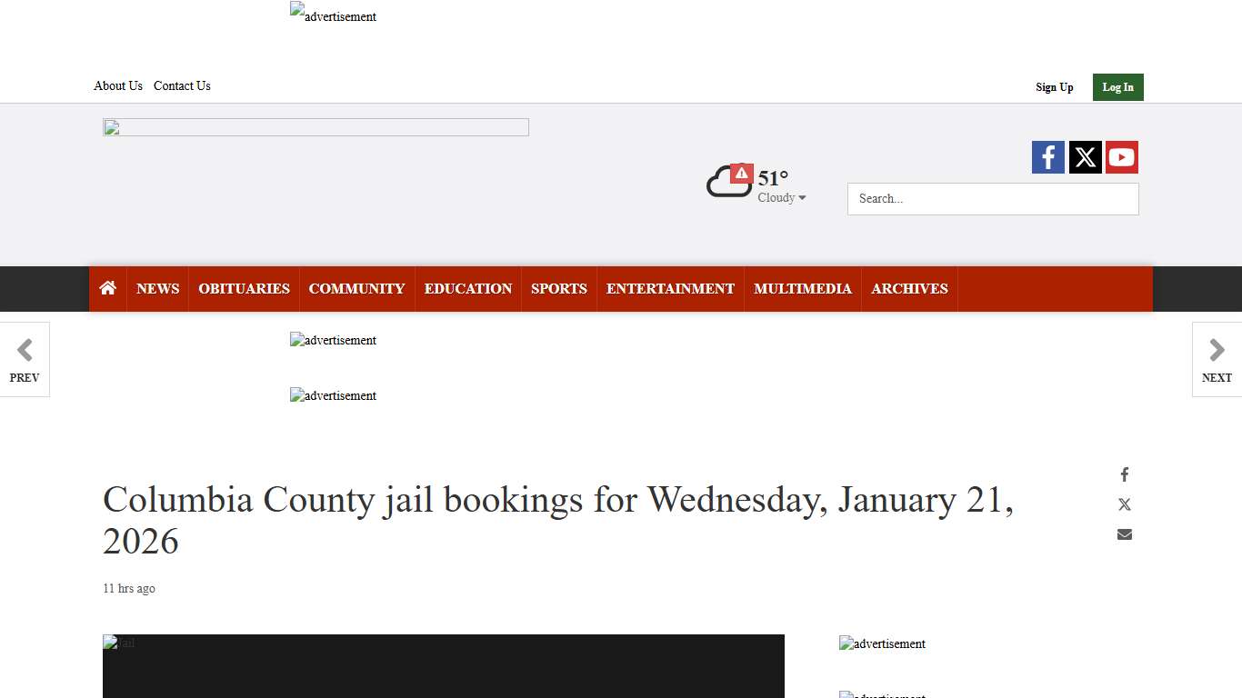 Columbia County jail bookings for Wednesday, January 21, 2026 | | magnoliareporter.com